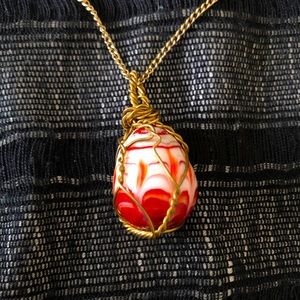 Glass Bead Wire Wrapped Necklace